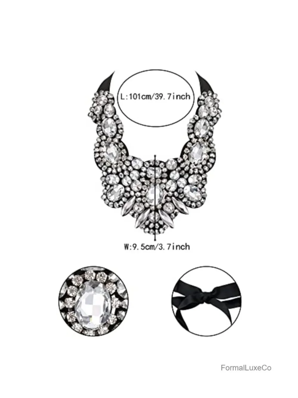 Rhinestone Crystal Bib Collar Statement Necklace Chunky